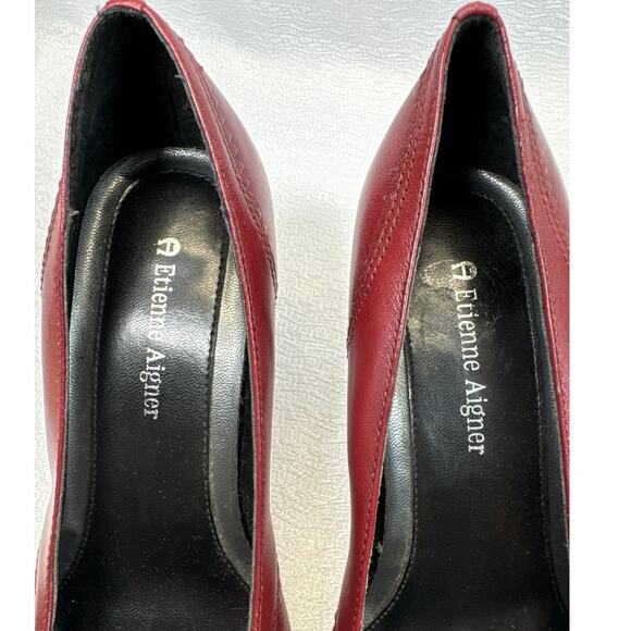 Etienne Aigner Burgundy Red Leather Box Toe Pumps women sz 7 - Picture 7 of 7